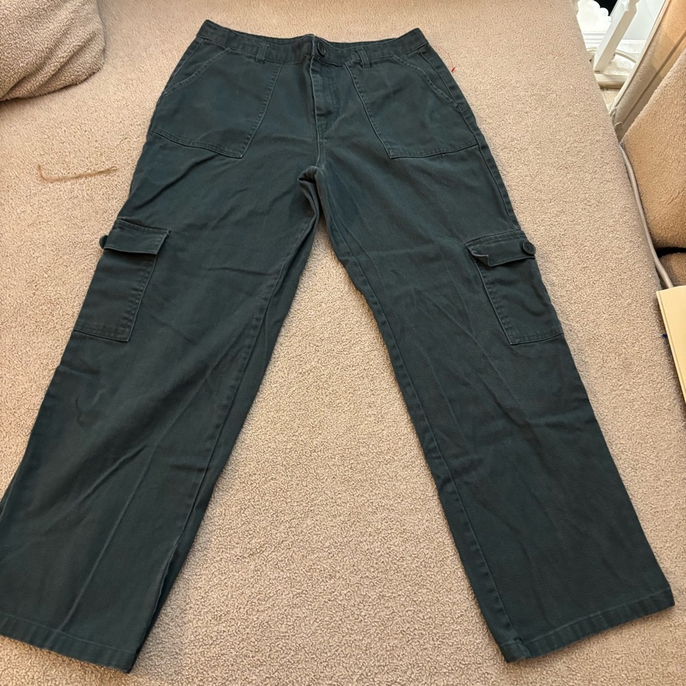 Forever 21 Green Cargo Denim Pants Relaxed Fit